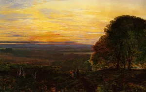 Sunset from Chilworth Common, Hampshire by John Atkinson Grimshaw Oil Painting