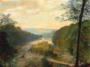 The Wharfe valley, with Barden Tower beyond Oil painting by John Atkinson Grimshaw