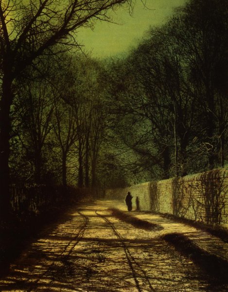 Main Product Photo of Tree Shadows on the Park Wall, Roundhay Park, Leeds Painting by John Atkinson Grimshaw