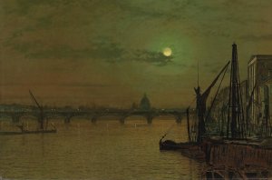 Waterloo Bridge, London, looking east by John Atkinson Grimshaw Oil Painting