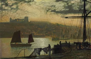 Whitby Abbey And Church by John Atkinson Grimshaw Whitby Abbey And Church by John Atkinson Grimshaw Oil Painting