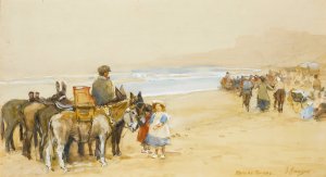 Donkey Rides On Whitley Sands by John Atkinson Oil Painting