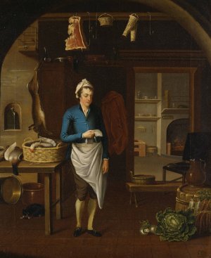 Kitchen Scene by John Atkinson Oil Painting