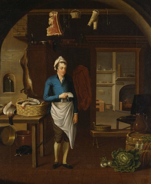 Kitchen Scene by John Atkinson - Hand-Painted Oil Painting Reproduction