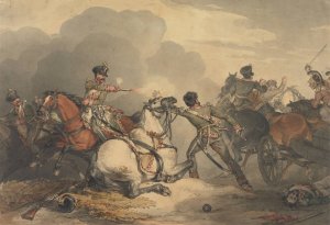 A Battle Scene by John Augustus Atkinson Oil Painting