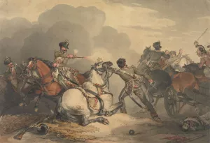 A Battle Scene by John Augustus Atkinson Oil Painting