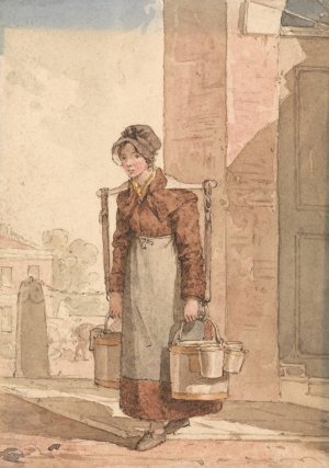 A Milkmaid by John Augustus Atkinson Oil Painting