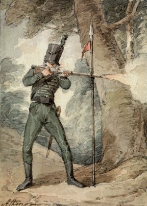 A Rifleman at Musketry Practice by John Augustus Atkinson Oil Painting