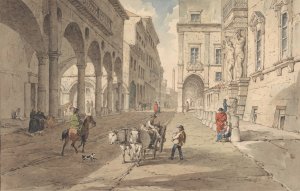 Bologna, View in the Strada Maggiore by John Augustus Atkinson Oil Painting