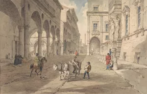 Bologna, View in the Strada Maggiore by John Augustus Atkinson Oil Painting