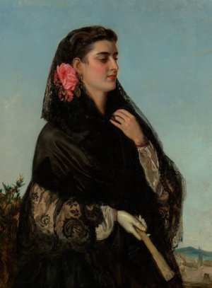A solemn beauty by John Bagnold Burgess Oil Painting