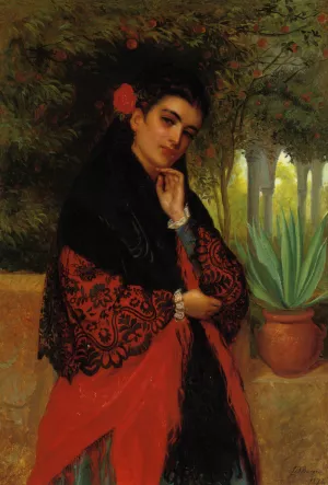 Spanish Beauty by John Bagnold Burgess - Oil Painting Reproduction