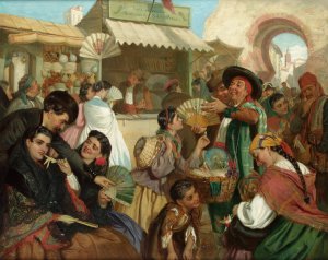 The Fan Seller by John Bagnold Burgess Oil Painting