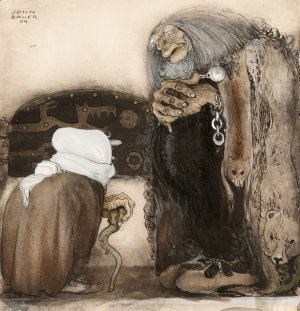Two Trolls by John Bauer Oil Painting
