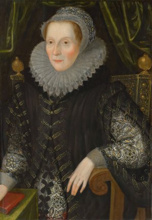 Portrait of Joan Stint, Mrs George Evelyn by John Bettes The Younger Oil Painting