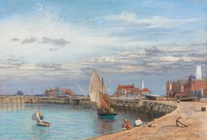 Entrance To Yarmouth Harbour by John Brett Oil Painting
