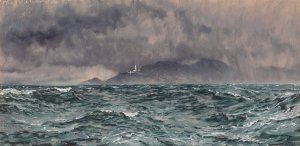 Heavy Squall off the Start Lighthouse by John Brett Oil Painting