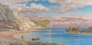 Man of War Rocks, Coast of Dorset by John Brett Oil Painting