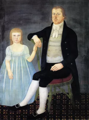 Comfort Starr Mygatt and His Daughter Lucy by John Brewster Jr - Oil Painting Reproduction