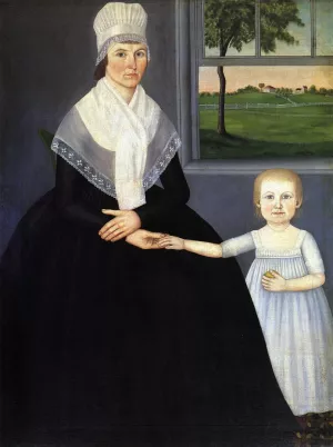 Lucy Knapp Mygatt and Her Son George by John Brewster Jr - Oil Painting Reproduction