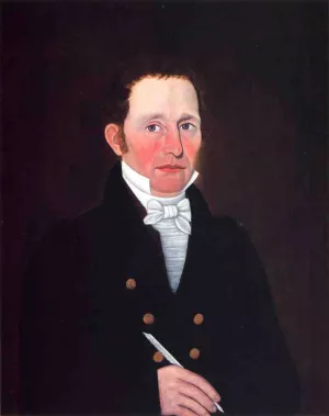 Portrait of John Cox of Bridgeton, Maine by John Brewster Jr - Oil Painting Reproduction