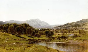 Monument Mountain from the Berkshire Meadows by John Bunyan Bristol Oil Painting