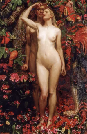 The Woman, the Man and the Serpent Oil painting by John Byam Liston Shaw