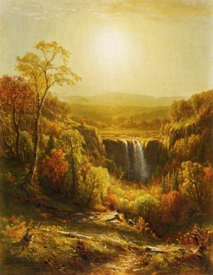 Sunset, Kaaterskill Falls by John Carleton Wiggins Oil Painting