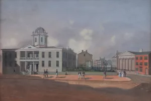 North East Corner of Fourth and Walnut Oil painting by John Caspar Wild
