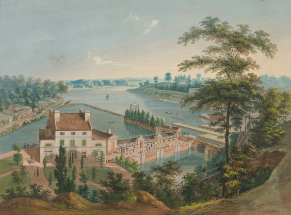 Main Product Photo of Water works in Fairmount Park, Philadelphia  Painting by John Caspar Wild