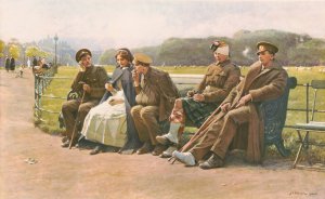 Recuperating soldiers by John Charles Dollman Oil Painting