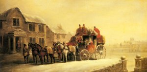 A Coach Outside an Inn in Winter