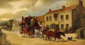 Stagecoach Scene by John Charles Maggs Oil Painting