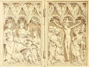 Diptych in Carved Ivory representing the Adoration of the Magi and the Crucifixion by John Charles Robinson Oil Painting