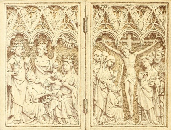 Main Product Photo of Diptych in Carved Ivory representing the Adoration of the Magi and the Crucifixion  Painting by John Charles Robinson