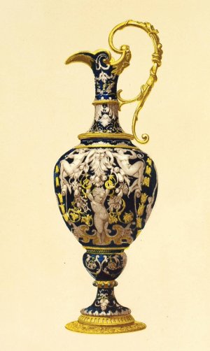 Ewer, Enamel on Copper, in the Manner of the Enamels of Limoges by John Charles Robinson Oil Painting