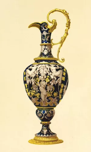 Ewer, Enamel on Copper, in the Manner of the Enamels of Limoges by John Charles Robinson Oil Painting