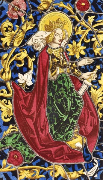 Main Product Photo of Panel of Painted Glass. St. Catherine  Painting by John Charles Robinson