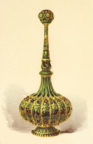 Rosewater Bottle, or Sprinkler, in Silver Gilt, and Enamelled by John Charles Robinson Oil Painting