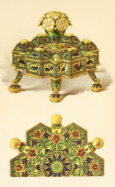 Spice-Box in Silver Gilt, enriched with Translucent Enamels  by John Charles Robinson - Hand-Painted Oil Painting Reproduction