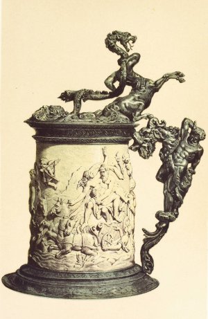 Tankard in Carved Ivory, mounted in Oxydised Silver by John Charles Robinson Oil Painting