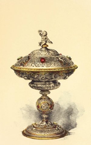 Tazza, with Cover, in Silver set with Jewels by John Charles Robinson Oil Painting