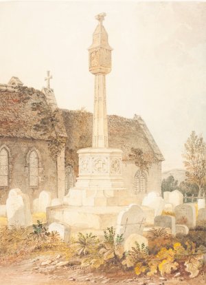 Monument in a Church Cemetery by John Chessell Buckler Oil Painting