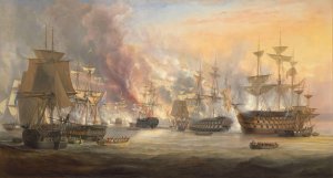The bombardment of Algiers, 27 August 1816 by John Christian Schetky Oil Painting