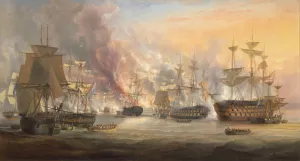 The bombardment of Algiers, 27 August 1816 by John Christian Schetky Oil Painting