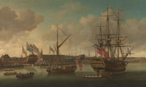 Launching at Deptford by John Cleveley The Elder Oil Painting