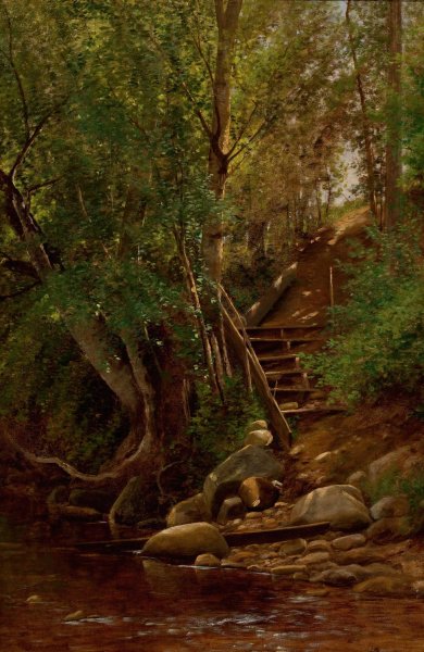 Along the Creek by John Clinton Ogilvie - Hand-Painted Oil Painting Reproduction
