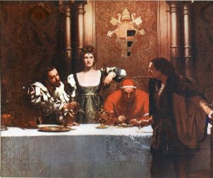 A Glass of Wine with Caesar Borgia Oil painting by John Collier