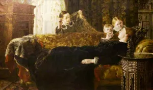 Mrs Mortimer Collier and Family by John Collier - Oil Painting Reproduction