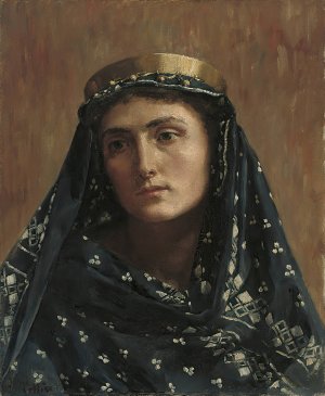 Portrait of a lady in eastern dress by John Collier Oil Painting
